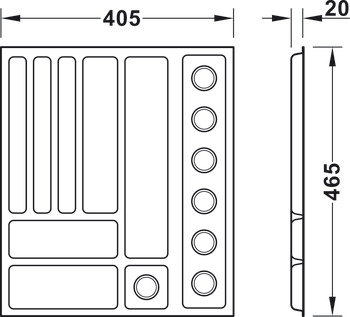 Jewellery Insert for Pull Out Frame Häfele Dresscode For cabinet width 600 mm width 405 mm - view 5
