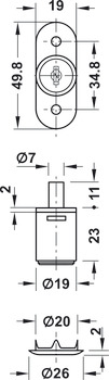 Push-Button Cylinder Econo with fixed plate cylinder Keyed alike - view 2