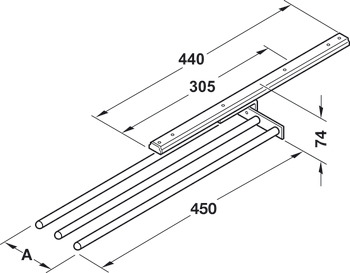Towel Rail 3-Arm 465mm Aluminium/Plastic Silver Ano - view 4