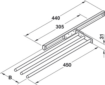 Towel Rail 3-Arm 465mm Aluminium/Plastic Silver Ano - view 5