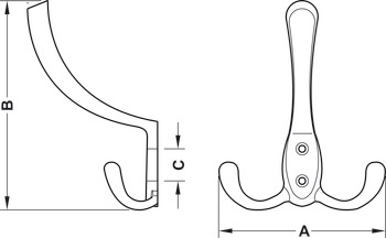 Hat and Coat Hook Zinc Alloy Face fixing Bronzed and brushed - view 2