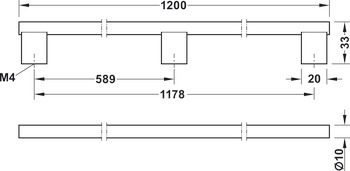 Bar Handle Aluminium Fixing Centres 160-1178 mm Graf 2 Dark brass length 1200 mm hole centres 1178/589 mm - view 4