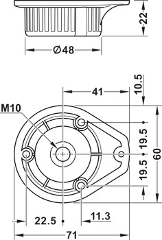 AXILO 48 Plinth Foot Top Sec SF Rnd+Lug - view 2