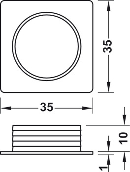 Square Rosette for 19 mm Door Thickness Polished chrome plated - view 3