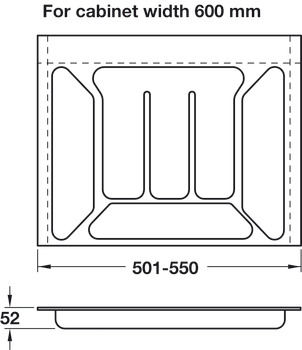 Cutlery Insert Depth 380-440 mm Plastic For cabinet width 600 mm - view 2