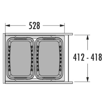 Laundry-Carrier Hailo Built-in depth 528 mm For cabinet width 450 mm 2 x 33 litres - view 2