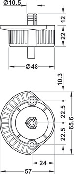 Plinth Foot Top Section for Häfele AXILO™ 48 Plinth System Plastic Round press fitting - view 2
