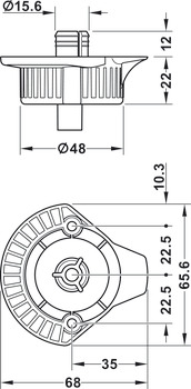 Plinth Foot Top Section for Häfele AXILO™ 48 Plinth System Plastic Round with lug press fitting - view 2