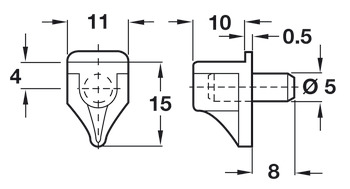 Shelf Support Plug in for Ø 5 mm Hole White