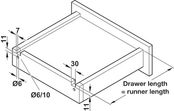 Concealed Drawer Runners Full Extension Load Capacity 30 kg Häfele Matrix Runner UM A Under mounted with self closing and soft closing mechanisms Drawer length 500 mm extension length 488 mm cabinet depth 518 mm - view 3