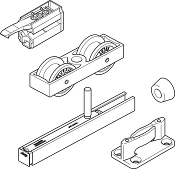Fitting Set for Sliding Interior Doors Hawa-Junior 80/B (Modified) Top hung system for low headroom door For 1 door long bolt version - view 3