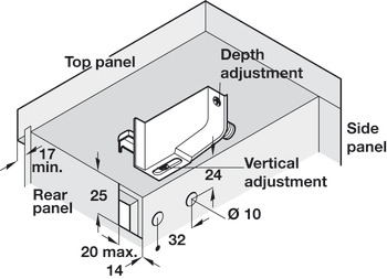 Cabinet Hanger 2-Way DF RH 65kg Plastic CrWht - view 3