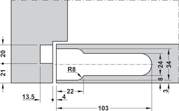 Concealed Mortice Hinge Set for Flush Doors CIR Unhanded for left or right hand use Galvanized finish - view 4