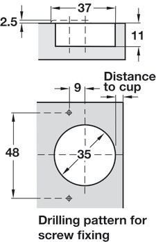 Concealed Cup Hinge 170° Nexis Sprung Half Overlay/Twin Mounting Grass Soft close compatible Screw fixing cup click on arm 48/9 - view 3