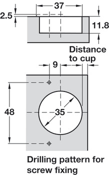 Concealed Cup Hinge 95° Nexis Sprung for 45° Angle Applications Grass Nexis Soft close compatible Screw fixing cup click on arm 48/9 - view 2