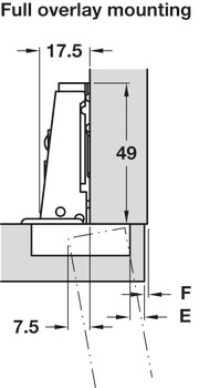 Specialist Hinge 100° Grade 304 Stainless Steel Full Overlay Mounting With automatic closing spring Screw fixing - view 4