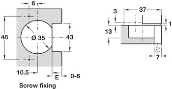 please look Semi concealed specially designed for fold back doors Screw fixing cup for 15-21 mm door thickness 48/6 - view 3