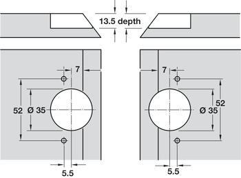 Mitred Hinge Opening angle 120° For 22.5° mitre applications Screw fixing - view 4