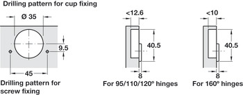 Concealed Post Hinge for Blind Corner Applications Tiomos 110° Click on arm Screw fixing cup without soft close - view 5