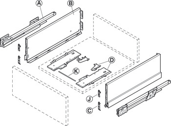 NPS Drawer Set w SC 40kg 186/400mm Silver - view 4