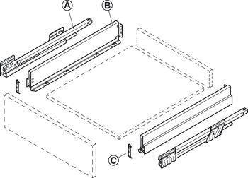 NPS Drawer Set w SC 40kg 90/450mm Silver - view 3