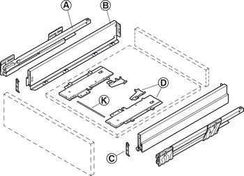NPS Drawer Set w SC 40kg 90/450mm Silver - view 4