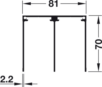 Top Track Double for Sliding Aluminium Framed Doors Aluflex 80 Bottom rolling system Length 2000 mm - view 2