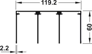 Top Track Triple for Sliding Aluminium Framed Doors Aluflex 80 Bottom rolling system Length 3000 mm