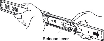 Ball Bearing Drawer Runners Full Extension Load Capacity 48-50 kg Accuride 3832 Corrosion resistant finish front disconnect with hold-in feature Installed length 450 mm load capacity 50 kg - view 3