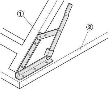 Folding Bracket for Tables and Benches Profile Dimensions 25 x 25 x 3 mm Steel Screw fixing at the side Powder coated black - view 2