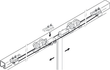 Synchro Set for Sliding Interior Doors Slido D-Line11 For symmetrical opening of 2 leaves For 2 doors