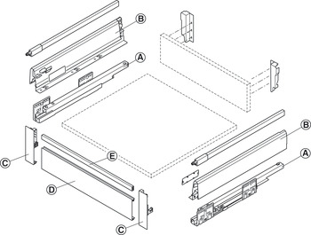 Front Bracket Set Häfele Matrix Box S For internal drawers For 84 mm height sides anthracite