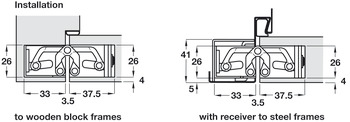 3D Hinge 180° Mild Steel Tectus TE 527 3-way continuous adjustment Polished brass plated - view 3