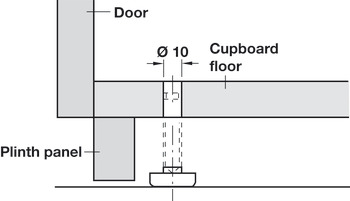 Plinth Adj Fit M8x45mm D23mm Galvanised Steel/Black - view 3