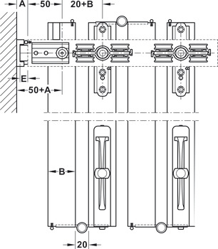 Fitting Set for Folding Interior Doors Slido W-Fold32 100T Top hung system Basic set for systems with bottom track - view 3