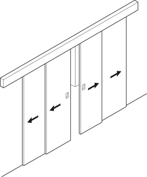 Fitting Set Add On System for Sliding Interior Doors Hawa-Telescopic 40/4 Top hung system For 4 doors - view 4