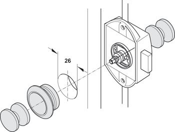 Espagnolette Lock with Push Button Locking Backset 25 mm Operated from One Side With catch hooks brown plastic - view 4