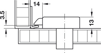 Angled Striking Plate 42x25x10mm Steel NP - view 4