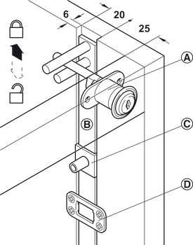 Symo3000 Cent Rotary Lock Sgl 22/12mm NP - view 2