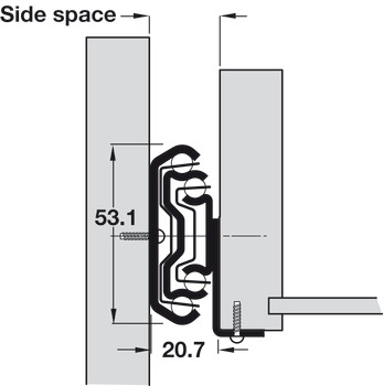 Ball Bearing Drawer Runners Full Extension Load Capacity 100-120 kg Accuride 5321-60 Heavy duty runners with welded on "L" brackets Installed length 700 mm load capacity 107 kg - view 3