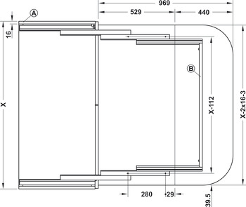 Pull-out table fitting self-supporting LUNCH For cabinet width 1200 mm - view 4