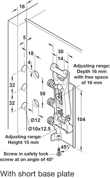 Conc Cabinet Hanger 130kg Phillips/SF RH Short - view 3