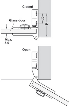 170D Glass Door Hinge Set Zinc Alloy CP - view 4