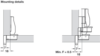 Hafele 270D Hinge FO Keyhole Hos - view 2