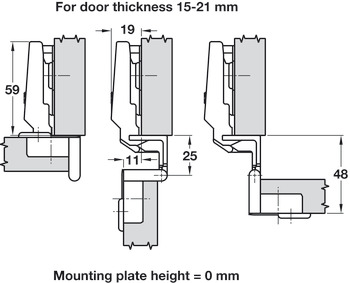 please look Semi concealed specially designed for fold back doors Screw fixing cup 15-21 mm door thickness 43/6 - view 2