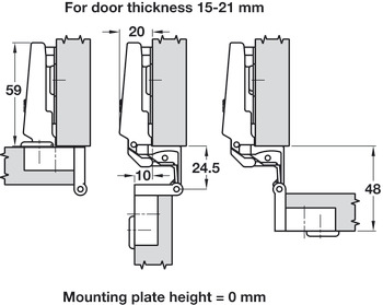 please look Semi concealed specially designed for fold back doors Screw fixing cup for 15-21 mm door thickness 48/6 - view 2