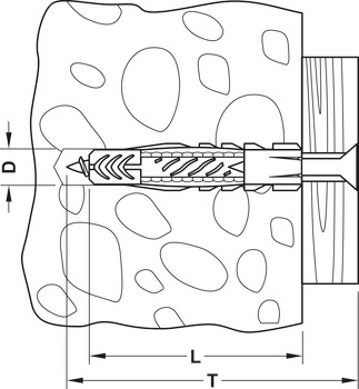 Universal Wall Plug Fischer UX Length 50 mm drill Ø 8 mm drill depth min. 60 mm dim. A(min) 9.5 mm - view 4