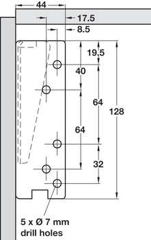 Flap Hinge Swing Up Sprung Right Hand or Both Sides Steel Sprung both sides force 2x 180 N 504.43-0004 - view 3