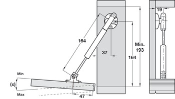 Drop Down Flap Stay Automatic Opening 164 mm Version for Wooden/Aluminium Frame Doors 164 mm - view 2