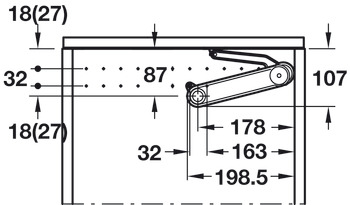 Blanket Box Lid Stay for Wooden Lids Maxi Up 3675 Approx. 75° opening angle Model H black - view 5